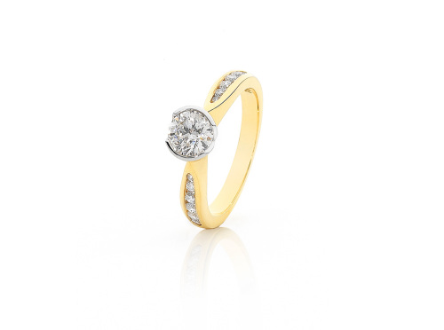 Rub set Yellow Gold Diamond Engagement Ring
