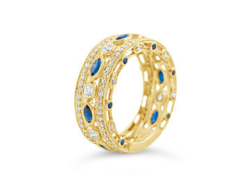 Yellow Gold Sapphire and diamond dress ring