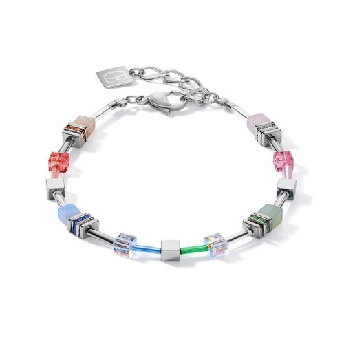 Geo Cube Multi Silver, Rose Quartz & Pink Aventurine Bracelet