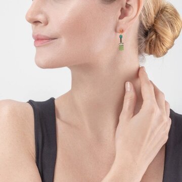 Geo Cube Iconic Green Earrings