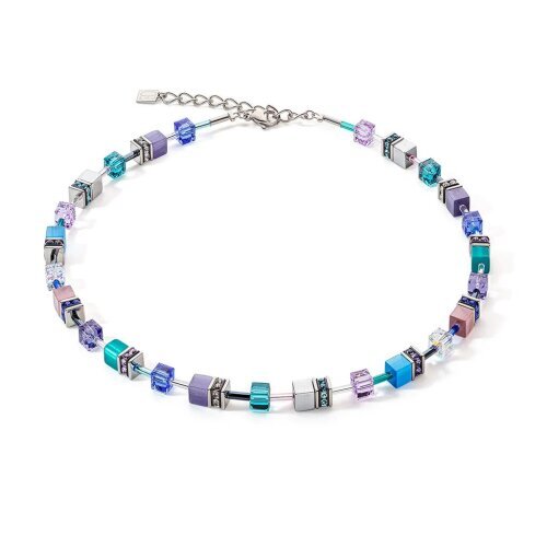 Geo Cube Purple, Blue & Silver Necklace