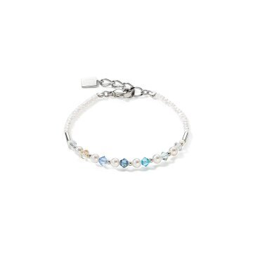 Blue Eurpean Crystals & Stainless Steel Bracelet