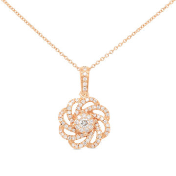 Rose Gold Floral Diamond Pendant