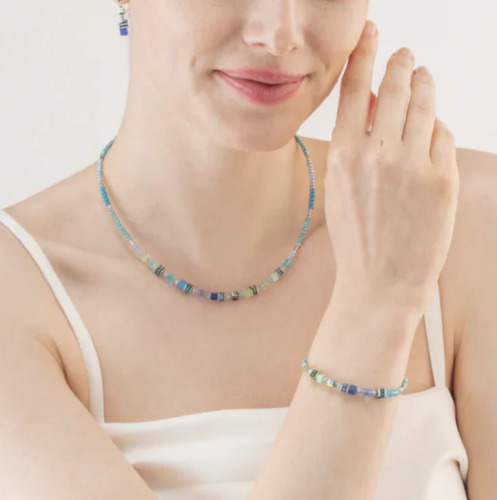 Fine GeoCube in Fresh Turquoise and Blue Necklace