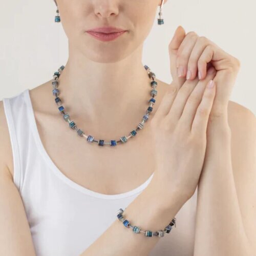 GeoCube Fresh Turquoise & Stainless Steel Necklace