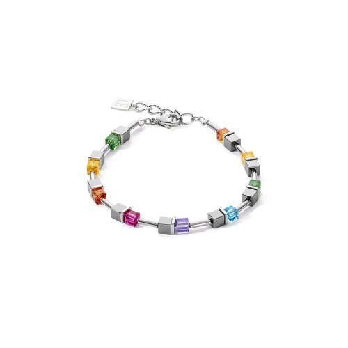  GeoCube Bright Rainbow & Grey Hematite Bracelet