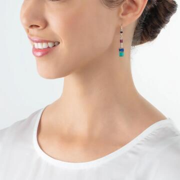 GeoCube Turquoise and Purple Earrings