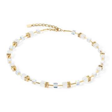 GeoCube Gold and White Rock Crystals Necklace