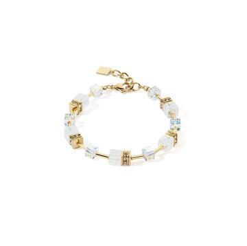 GeoCube Gold and White Rock Crystals Bracelet
