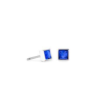 Brilliant Square Dark Blue Crystal Stud Earrings