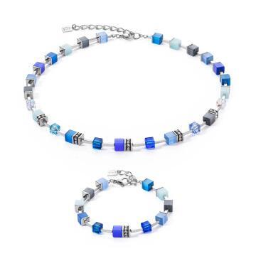 GeoCube Ocean Blue and Silver Necklace