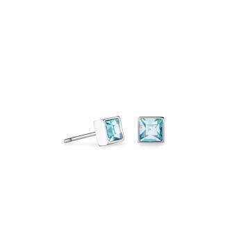 Brilliant Square Sky Blue Crystal Stud Earrings