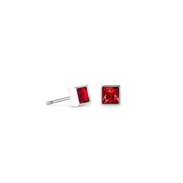 Brilliant Square Royal Red Crystal Stud Earrings