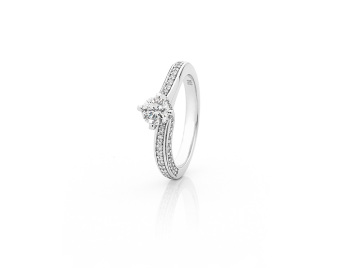 Pave Set Round Brilliant Cut Diamond Engagement Ring