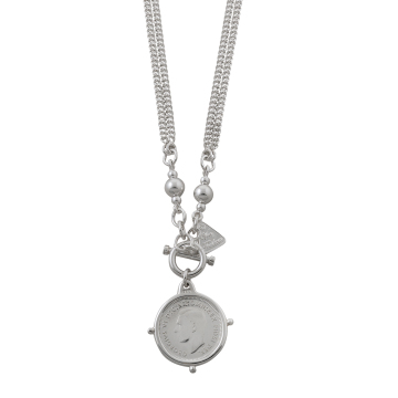 DOUBLE CURB NECKLACE WITH SIXPENCE