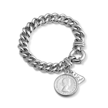SILVER SMALL MAMA BOLT BRACELET WITH SHILLING