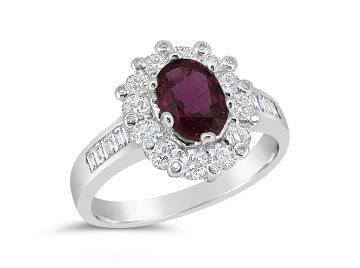 White Gold Ruby and Diamond dress ring