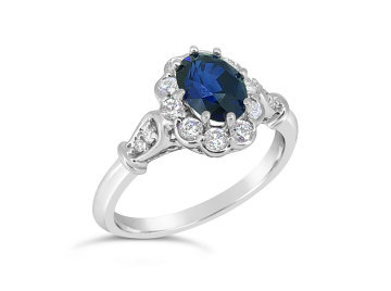 White Gold Sapphire and diamond dress ring