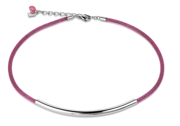 Stainless Steel Magenta Mesh Necklace