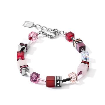  Geo Cube Rose Aventurine, Red Carnelian & Rose Quartz Bracelet