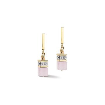 Geo Cube Light Rose & Champagne Earrings