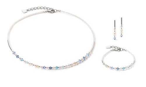 Blue European Crystals & Stainless Steel Earrings