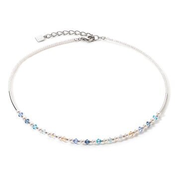 Blue European Crystals & Stainless Steel Necklace