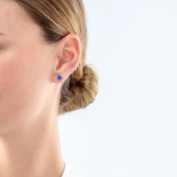 Brilliant Square Dark Blue Crystal Stud Earrings