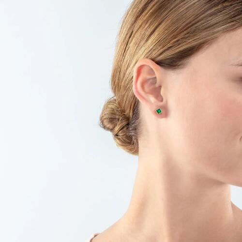 Brilliant Square Green Crystal Stud Earrings