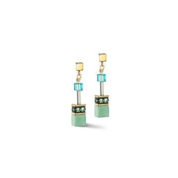 GeoCube Iconic Precious Turquoise and Green Earrings